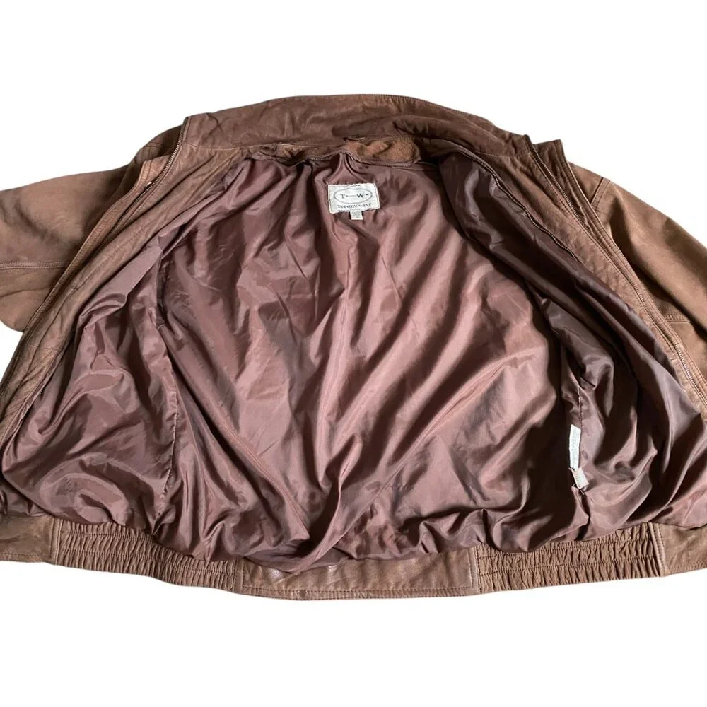 VINTAGE - Tannery west leather brown bomber jacket Size Medium - Picture 12 of 12